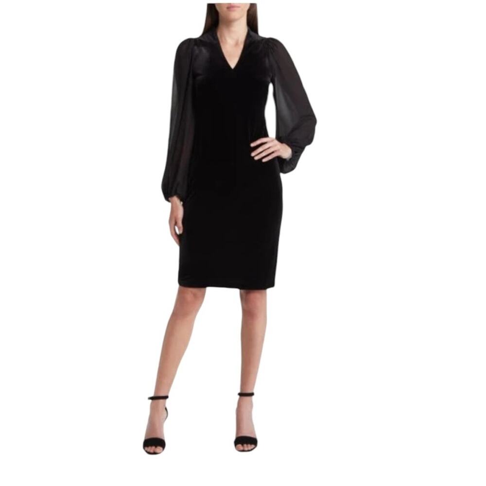 << Black Vince Camuto Velvet Chiffon Bodycon Dress – Sz 6